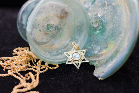 Roman glass Gold plated pendant.